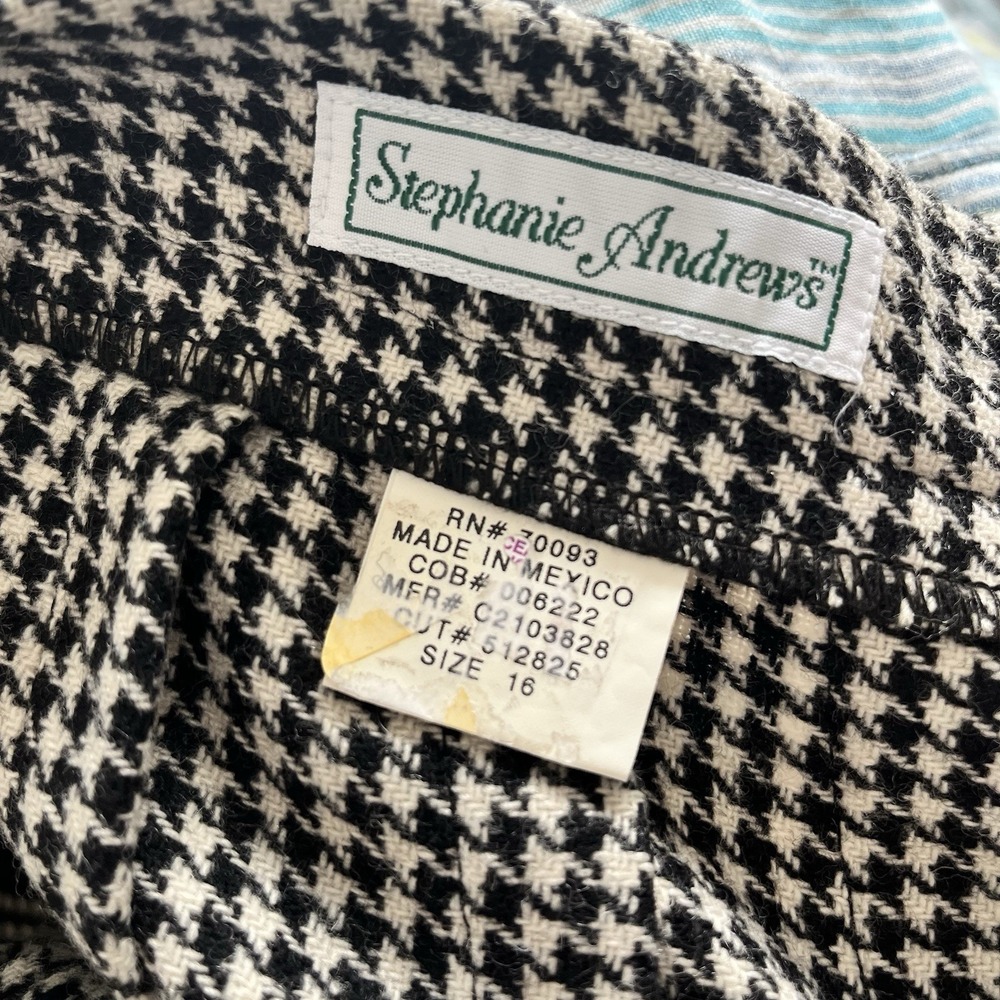 Vtg Houndstooth Wool Blend Skirt Women 16 Pleated Preppy Academia Schoolgirl - Picture 7 of 10